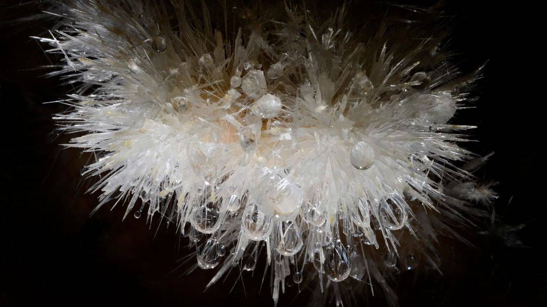 magnifique aragonite à la grotte de clamouse